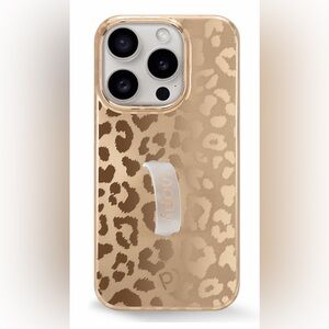 iPhone 15 Pro Gold Leopard Loopy Case